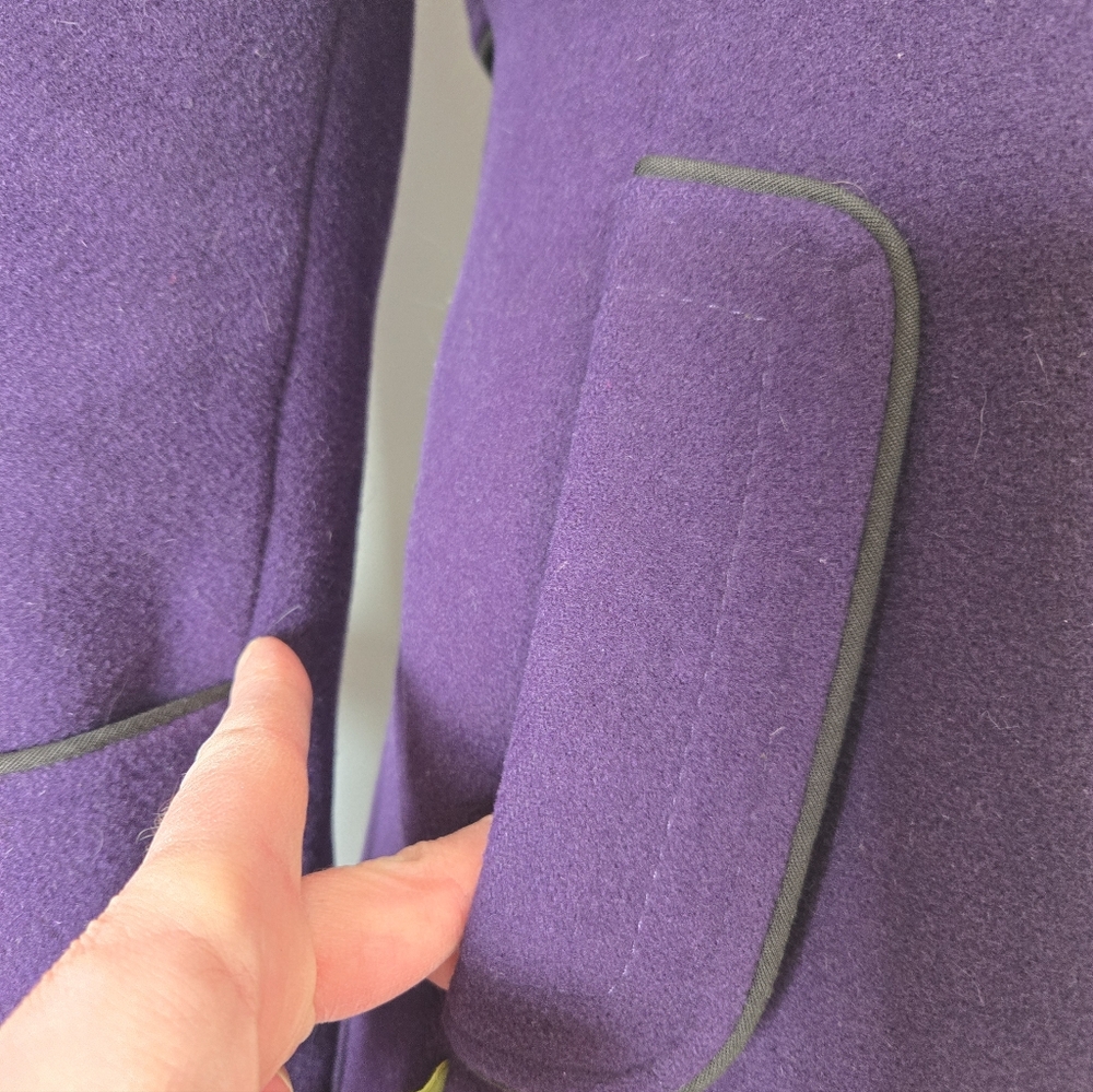 SOIA & KYO Purple Wool Blend thigh length Coat with Oversized buttons . Size XS - Picture 4 of 16